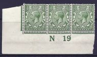 N14(8) ½d Yellow Green Control N 19 imperf Lightly MOUNTED MINT