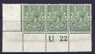 N14(8) ½d Yellow Green Control U 22 perf UNMOUNTED MINT with faults