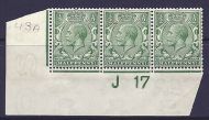 N14(14) ½d Blue Green Control J 17 imperf UNMOUNTED MINT with tone line