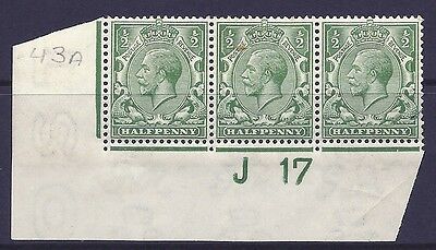 N14(14) ½d Blue Green Control J 17 imperf UNMOUNTED MINT with tone line