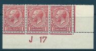 N16(8) 1d Pale Red Royal Cypher Control J 17 imperf MOUNTED MINT