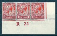 N16(6) 1d Deep Brick Red Royal Cypher Control R 21 imperf MOUNTED MINT