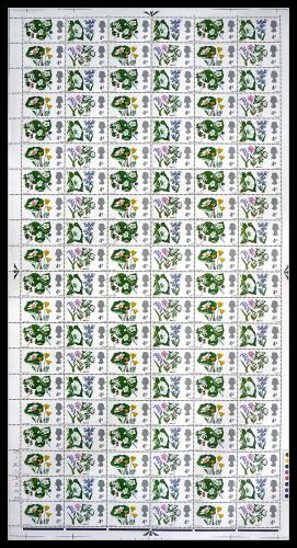 1967 British Wild Flowers 4d (Ord) Complete Sheet  No dot UNMOUNTED MINT MNH