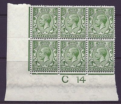 N14(11) ½d Bright Yellow Green Control C 14 imperf UN MOUNTED MINT
