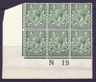 N14(14) ½d Blue Green Control N19 imperf UNMOUNTED MINT