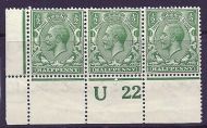 N14(17) ½d Cobalt Green Control U 22 perf UNMOUNTED MINT