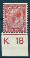 N16(7) 1d Vermilion Royal Cypher Control K 18 imperf UNMOUNTED MINT