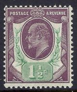 Sg 287 Spec M10(1) 1½d Red Purple  Bright Green Somerset House UNMOUNTED MINT