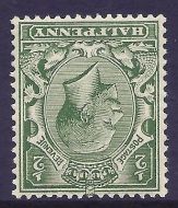 N14(-)c variety ½d Deep Yellow-Green wmk Inv Royal Cypher with cert MOUNTED MINT