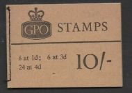 X16p 10 - Aug 1967 Phosphor GPO Booklet with 4d N2 Dot cyl pane MNH