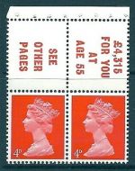 UB18 Pre-decimal Machin Booklet Pane 1 Centre Band PVA Perf I½v - UNMOUNTED MINT