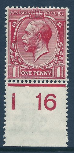 N16(-) 1d Unlisted V. Deep Brick Red Royal Cypher with Hendon Cert MOUNTED MINT
