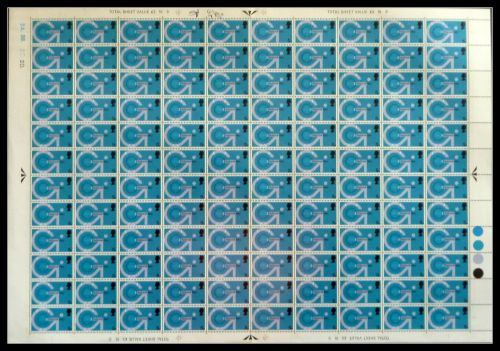 1969 5d Post Office Technology (CYL 2A2B2C2D) Full Sheet UNMOUNTED MINT dot
