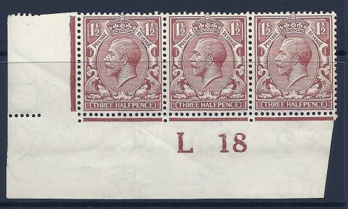 N18(2) 1½d Pale Red Brown Royal Cypher control L 18 imperf UNMOUNTED MINT MNH