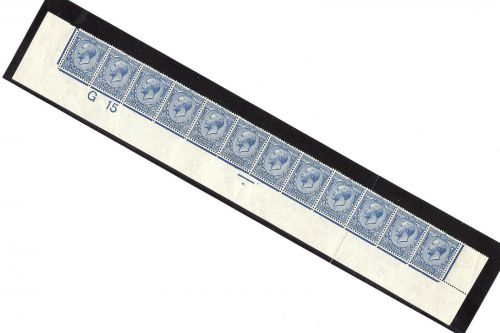 N21(4)c 2½d Bright Blue Royal Cypher Wmk Rev Control G15 imperf UNMOUNTED MINT