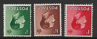 Sg 457wi - 459wi Edward VIII Wmk Inverted Set of 3 stamps UNMOUNTED MINT MNH
