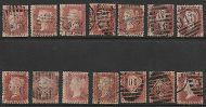 1d Penny Red Perfins - a selection of 14 (see description) ALL USED