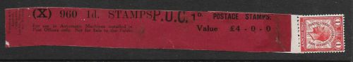1929 1d PUC Coil X Leader with 1 stamp attached UNMOUNTED MINT
