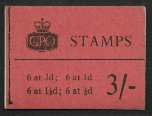M15 3 - Wilding Crowns GPO booklet - Oct 1959 Wmk Inverted on ½d pane