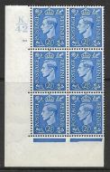 2½d Light Blue Cylinder Control K42 90 No Dot perf 5(E I) UNMOUNTED MINT