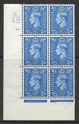 2½d Light Blue Cylinder Control K42 90 No Dot perf 5(E I) UNMOUNTED MINT