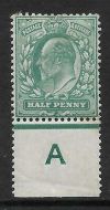 Sg 216 ½d Blue-Green Control A imperf De La Rue MOUNTED MINT