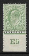 Sg 218 ½d Yellowish-Green Control E5 perf De La Rue MOUNTED MINT