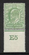 Sg 218 ½d Yellowish-Green Control E5 perf De La Rue MOUNTED MINT MM