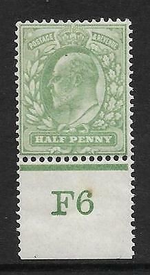 Sg 218 ½d Yellowish-Green Control F6 perf De La Rue UNMOUNTED MINT