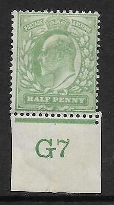 Sg 218 ½d Yellowish-Green Control G7 imperf De La Rue MOUNTED MINT