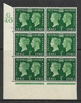 Sg 479 ½d 1940 Centenary Cylinder G40 3 Dot UNMOUNTED MINT MNH