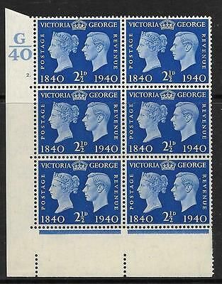 Sg 483 listed variety 1940 2½d Centenary Cylinder G40 2 Dot UNMOUNTED MINT MNH