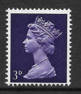 Sg 729 3d Pre-decimal Machin GA missing phosphor - UNMOUNTED MINT/MNH