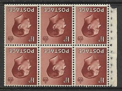 PB3a 1½d Edward VIII Booklet pane perf type E UNMOUNTED MINT