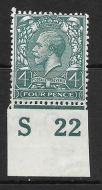 N23(1) 4d Grey Green Royal Cypher Control S22 imperf MOUNTED MINT
