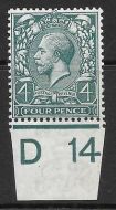 N23(4) 4d Slate Green Royal Cypher Control D14 imperf UNMOUNTED MINT