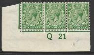 N14(7) ½d Deep Bright Green Control Q 21 imperf MOUNTED MINT