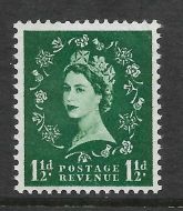 Sg 612 Var 1½d Wilding Violet Phos 8mm band printed both sides UNMOUNTED MINT