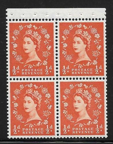 SB5 ½d x 4 Wilding booklet pane perf type AP UNMOUNTED MNT