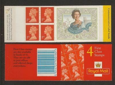 HB11 1996 QEII 70th Birthday Label 4 x 1st Class Barcode Booklet - W38W45W49