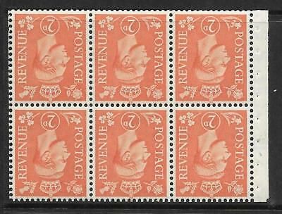 QB30a perf type Ie Top - 2d Pale Orange Booklet pane wmk inverted UNMOUNTED MINT