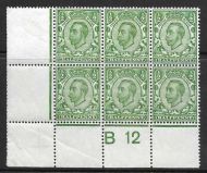 Sg 338 ½d Green Downey Head control B12(c) perf 2A UNMOUNTED MINT MNH