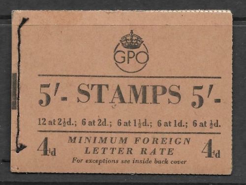 H1 5 - Wilding  GVI GPO booklet -  Dated May 53 all panes UNMOUNTED MINT