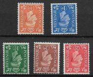 1950-52 GVI Colour change Inverted Set of 5 stamps UNMOUNTED MINT