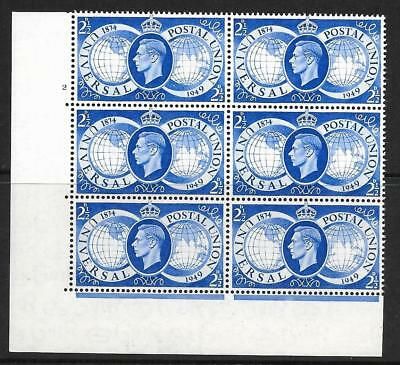 Sg 499 1949 UPU Cylinder 2 No Dot perf type 5(E I) UNMOUNTED MINT MNH