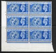 Sg 495 1948 Olympic Games Cylinder 3 Dot perf type 5(E I) UNMOUNTED MINT