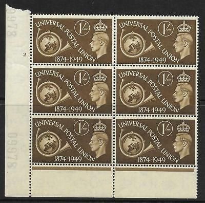 Sg 502 1949 UPU Cylinder 2 No Dot perf type 6(I P) UNMOUNTED MINT MNH