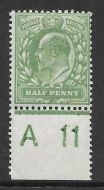 Sg 268 M3(2) ½d Dull Green Harrison Perf. 14 Control A11 Lightly MOUNTED MINT