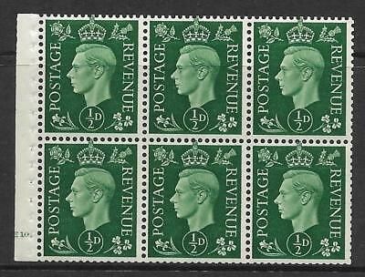 QB1 perf type B4A(I) cylinder E10 Dot - ½d Green Booklet pane UNMOUNTED MINT MNH