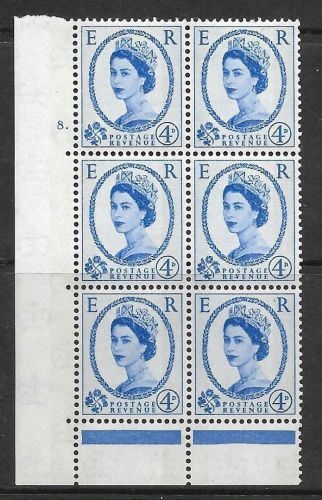 4d Wilding Blue Phosphor on Cream cyl 8 Dot perf type C(E P) UNMOUNTED MINT MNH